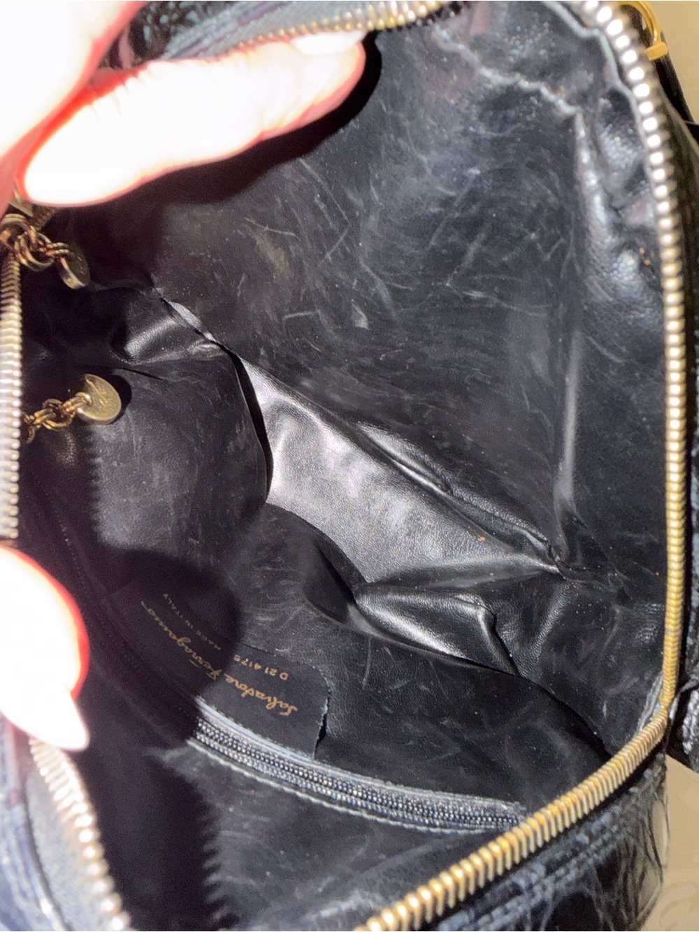 Salvatore Ferragamo Black Croc-Embossed Leather Crossbody Bag - Picture 10 of 16